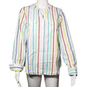 St. John's Bay 100% Cotton Women's Long Sleeve Buttoned  Striped Shirt, Size Med